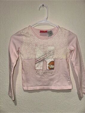 Y2K Disneys Kim Possible Long-Sleeve Pink Lace Panel Graphic Top 7/8